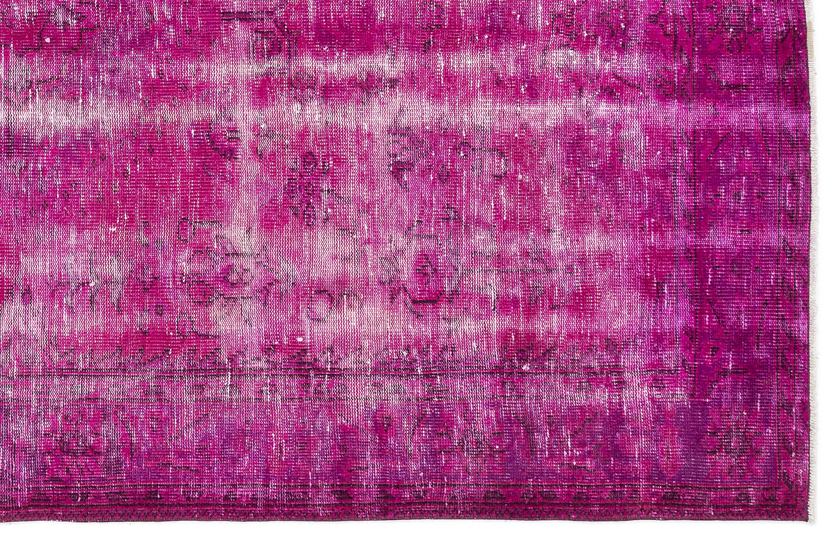 Fuchsia Over Dyed Vintage Rug 5&#39;10&#39;&#39; x 9&#39;10&#39;&#39; ft 179 x 300 cm