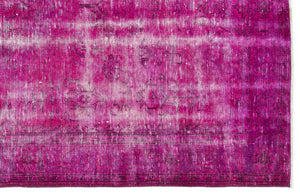 Fuchsia Over Dyed Vintage Rug 5'10'' x 9'10'' ft 179 x 300 cm