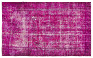 Fuchsia Over Dyed Vintage Rug 5'10'' x 9'10'' ft 179 x 300 cm