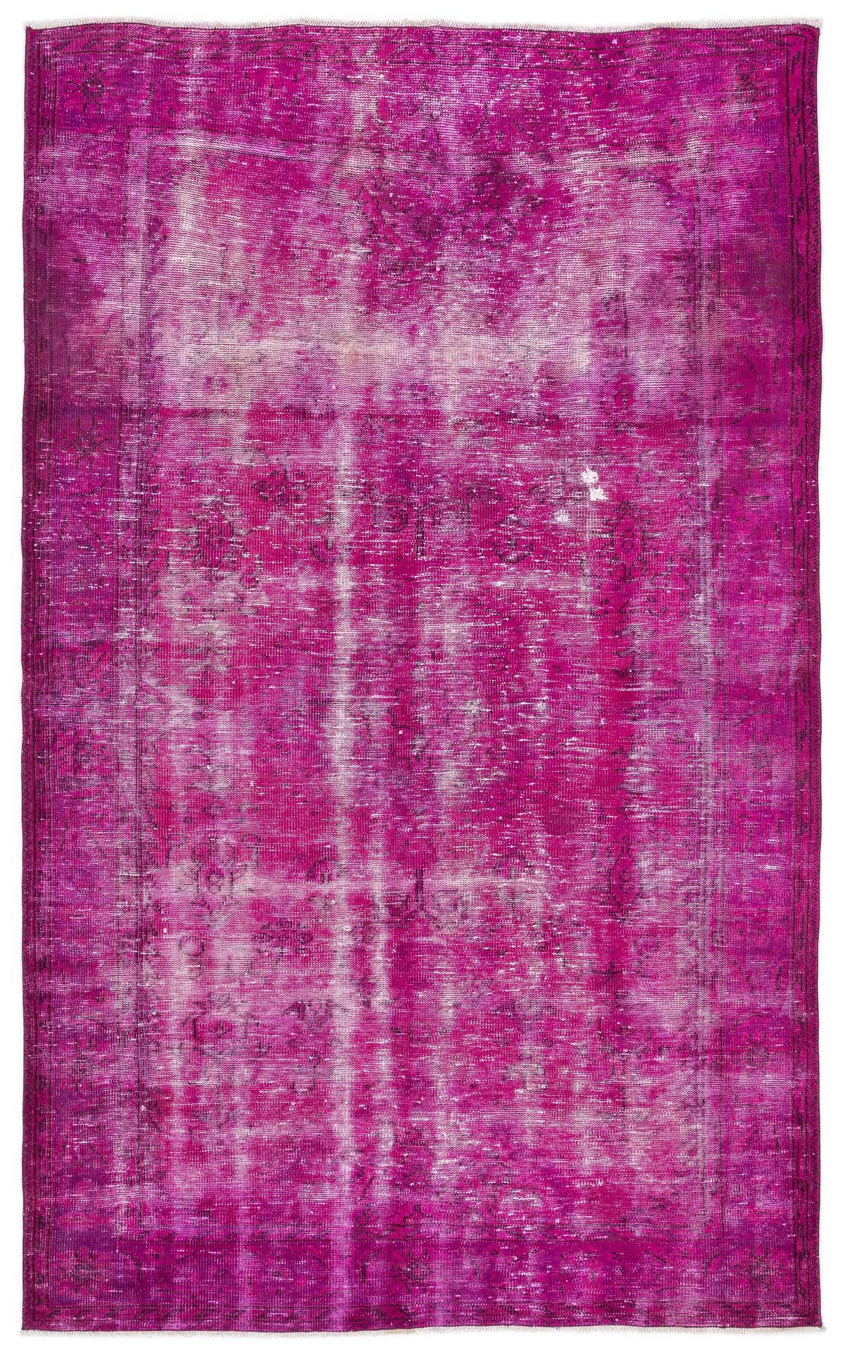 Fuchsia Over Dyed Vintage Rug 5&#39;10&#39;&#39; x 9&#39;10&#39;&#39; ft 179 x 300 cm