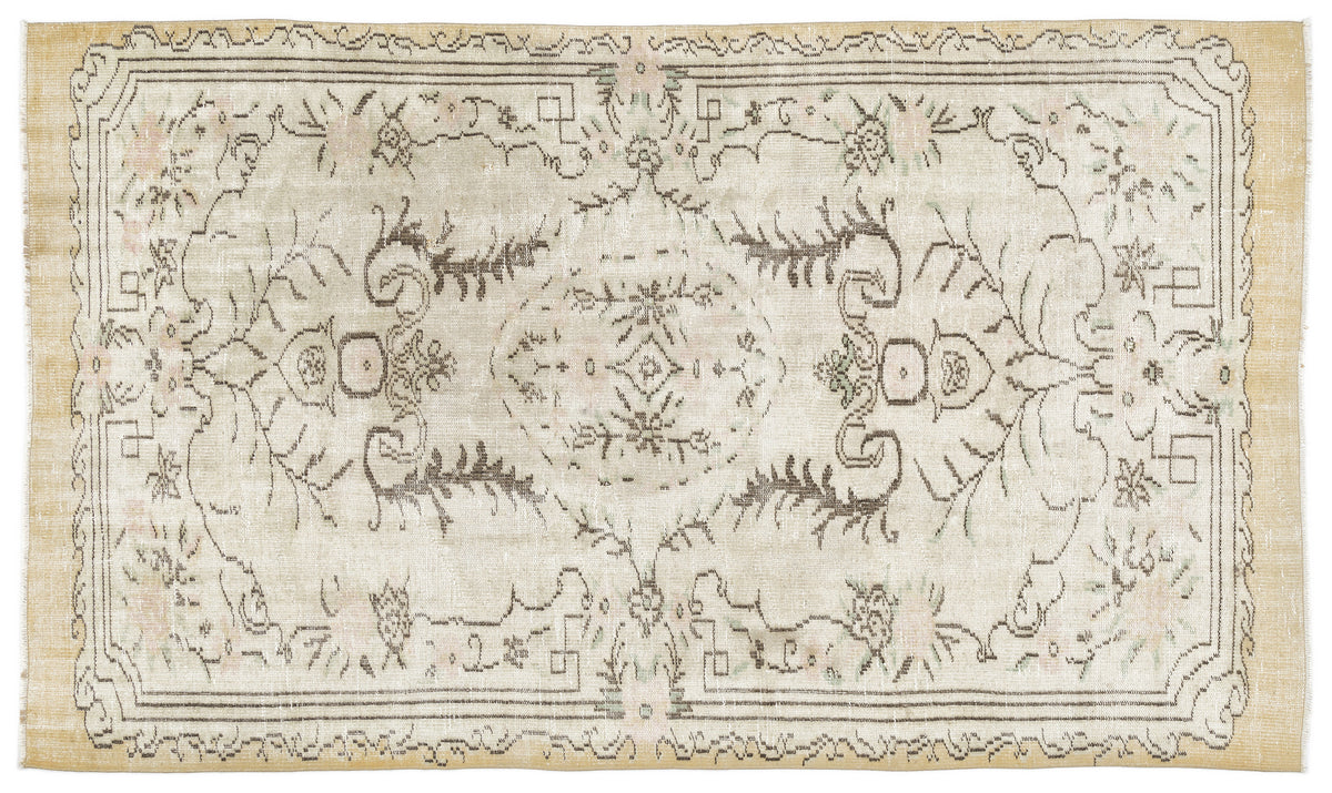 Beige Over Dyed Vintage Rug 5&#39;2&#39;&#39; x 8&#39;9&#39;&#39; ft 157 x 266 cm