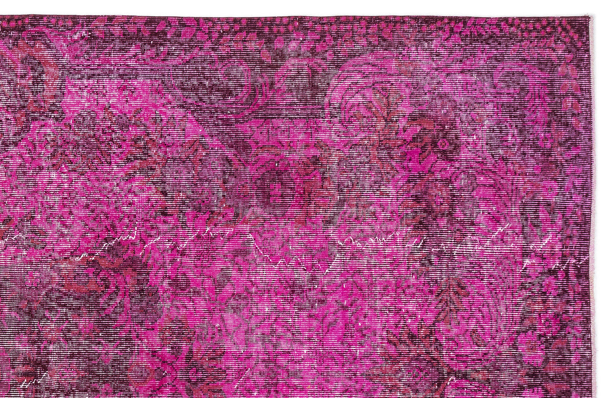 Fuchsia Over Dyed Vintage Rug 5&#39;9&#39;&#39; x 9&#39;11&#39;&#39; ft 176 x 301 cm