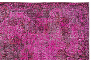 Fuchsia Over Dyed Vintage Rug 5'9'' x 9'11'' ft 176 x 301 cm
