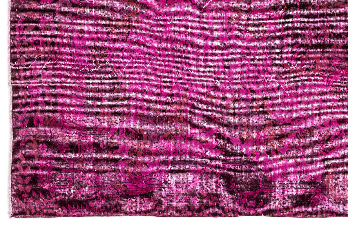 Fuchsia Over Dyed Vintage Rug 5&#39;9&#39;&#39; x 9&#39;11&#39;&#39; ft 176 x 301 cm