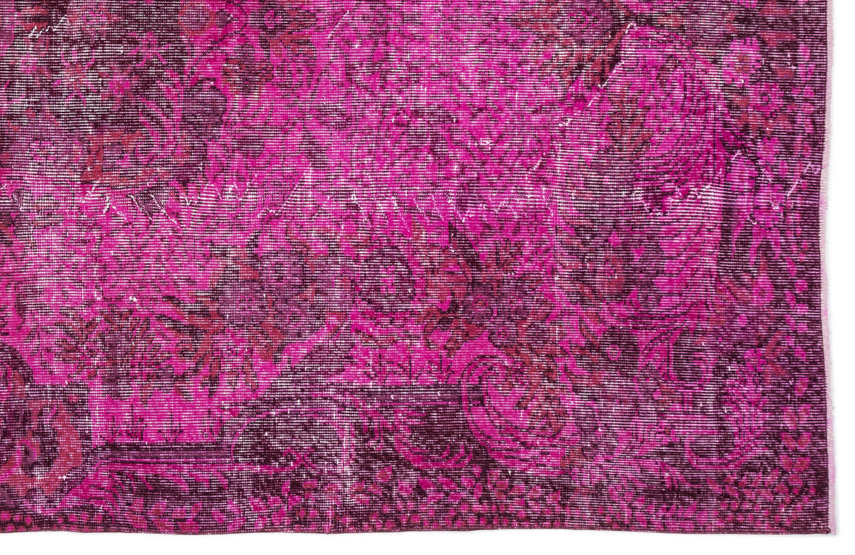 Fuchsia Over Dyed Vintage Rug 5&#39;9&#39;&#39; x 9&#39;11&#39;&#39; ft 176 x 301 cm