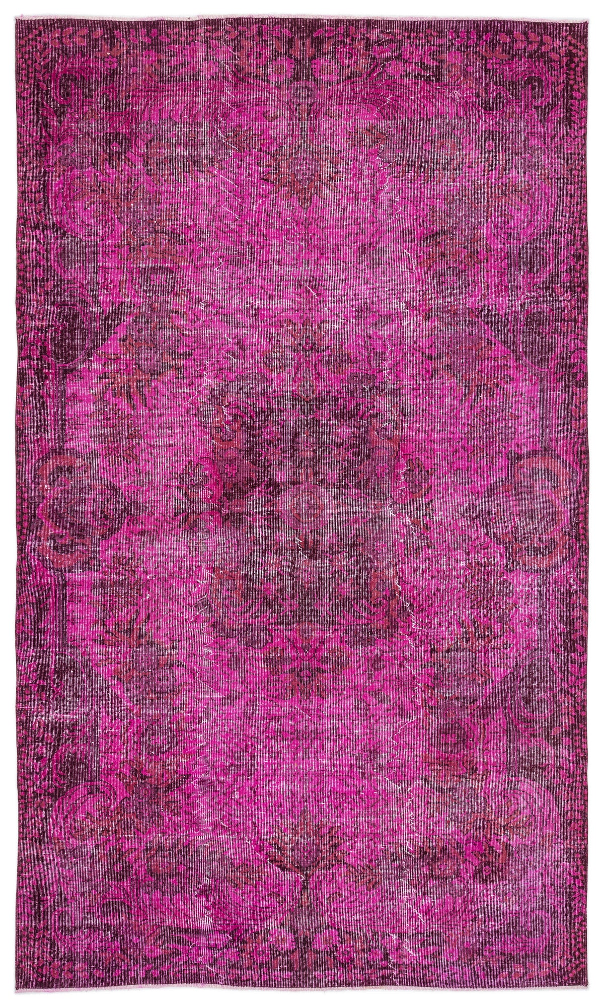 Fuchsia Over Dyed Vintage Rug 5&#39;9&#39;&#39; x 9&#39;11&#39;&#39; ft 176 x 301 cm