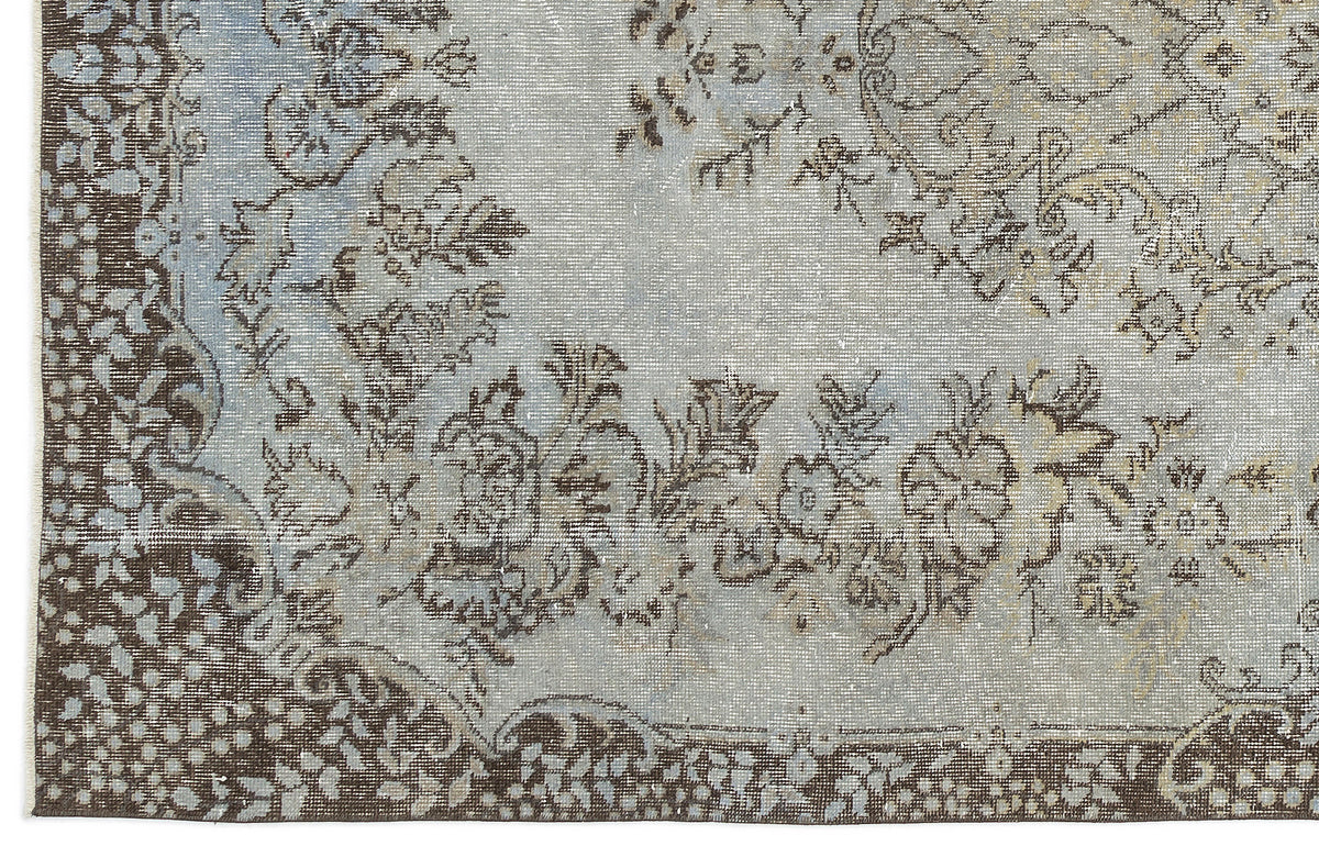 Blue Over Dyed Vintage Rug 5&#39;7&#39;&#39; x 9&#39;7&#39;&#39; ft 171 x 291 cm