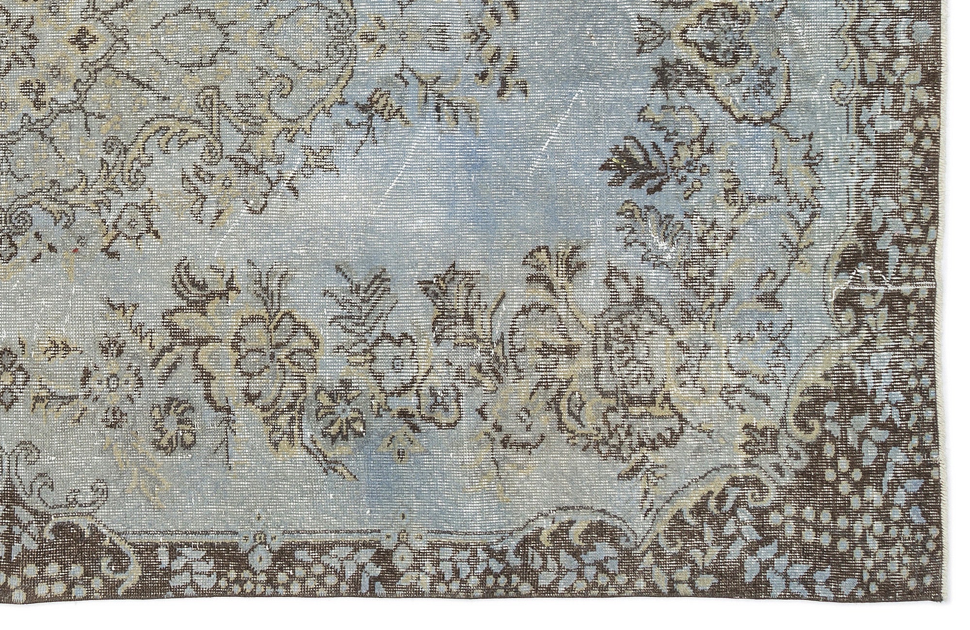 Blue Over Dyed Vintage Rug 5'7'' x 9'7'' ft 171 x 291 cm