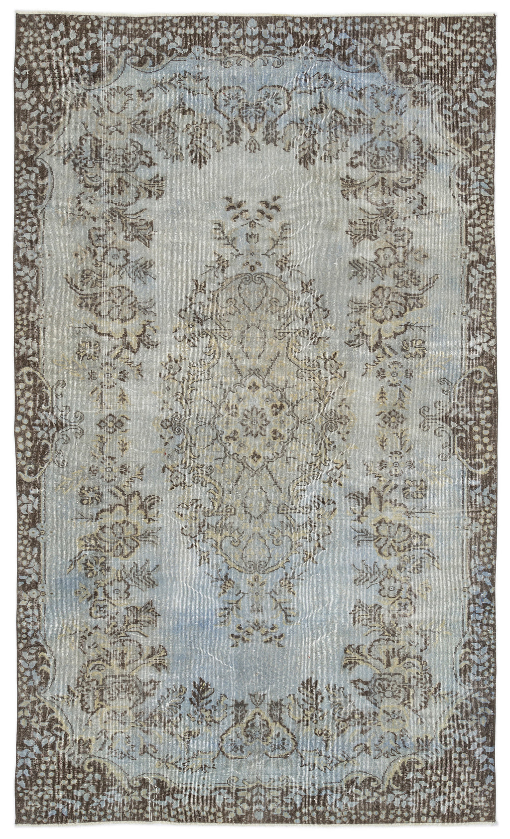 Blue Over Dyed Vintage Rug 5'7'' x 9'7'' ft 171 x 291 cm