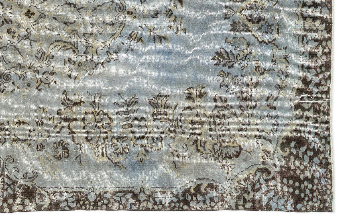 Blue Over Dyed Vintage Rug 5&#39;7&#39;&#39; x 9&#39;7&#39;&#39; ft 171 x 291 cm