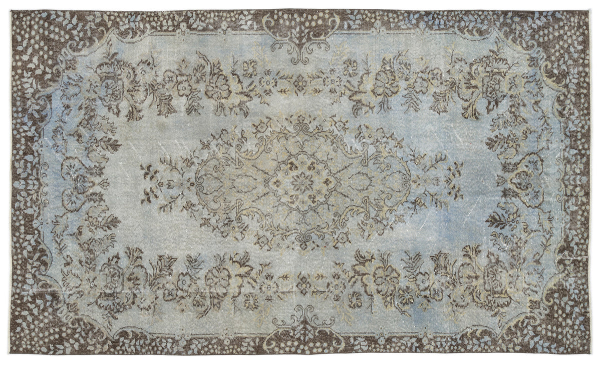 Blue Over Dyed Vintage Rug 5&#39;7&#39;&#39; x 9&#39;7&#39;&#39; ft 171 x 291 cm