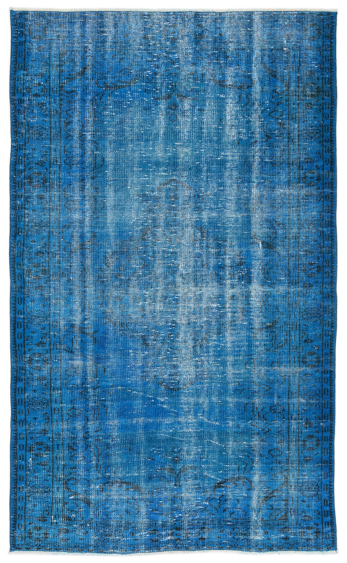 Turquoise  Over Dyed Vintage Rug 4&#39;8&#39;&#39; x 7&#39;10&#39;&#39; ft 143 x 240 cm