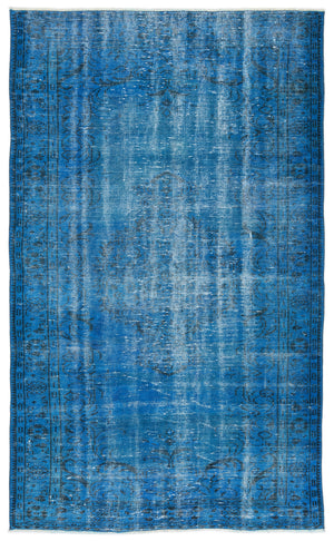 Turquoise  Over Dyed Vintage Rug 4'8'' x 7'10'' ft 143 x 240 cm