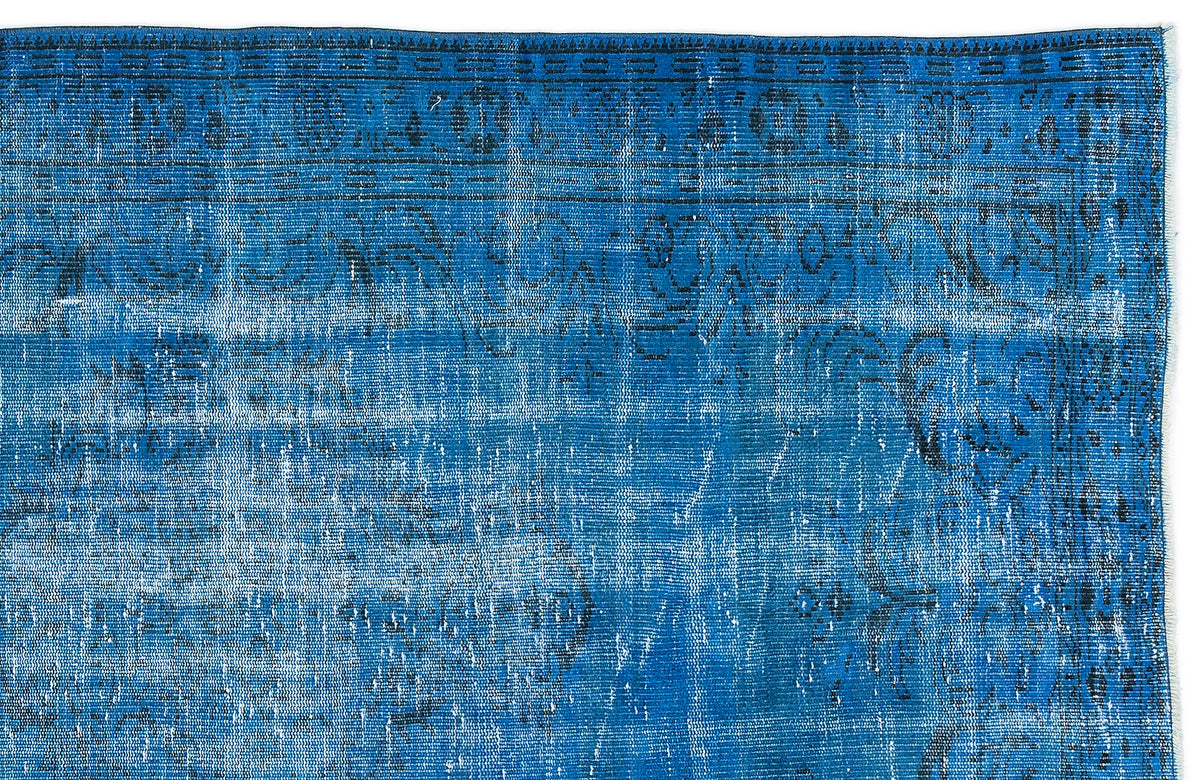Turquoise  Over Dyed Vintage Rug 4&#39;8&#39;&#39; x 7&#39;10&#39;&#39; ft 143 x 240 cm
