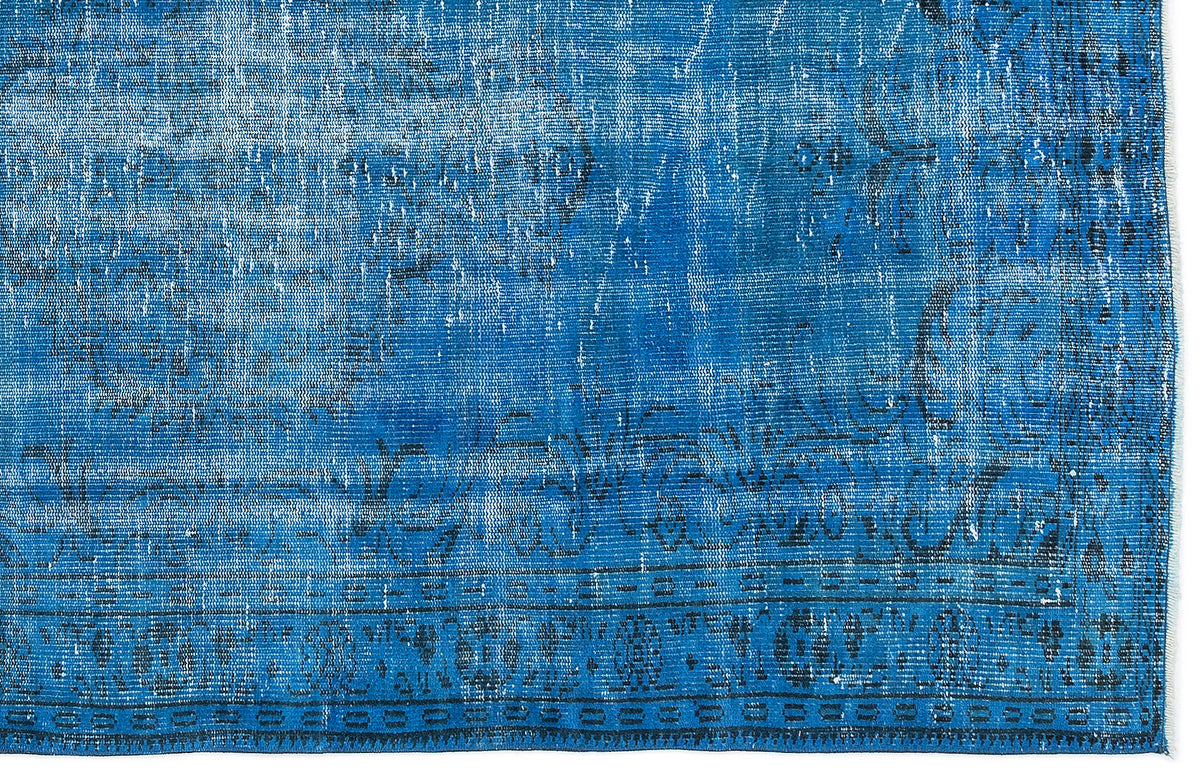 Turquoise  Over Dyed Vintage Rug 4&#39;8&#39;&#39; x 7&#39;10&#39;&#39; ft 143 x 240 cm