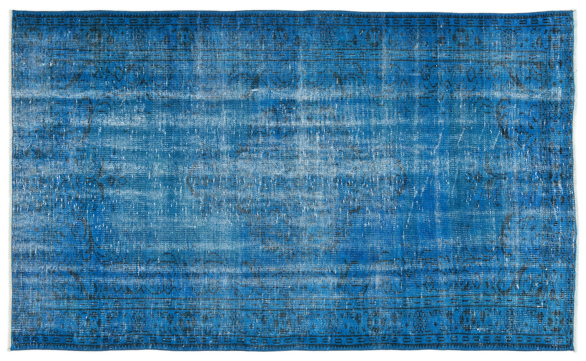 Turquoise  Over Dyed Vintage Rug 4&#39;8&#39;&#39; x 7&#39;10&#39;&#39; ft 143 x 240 cm