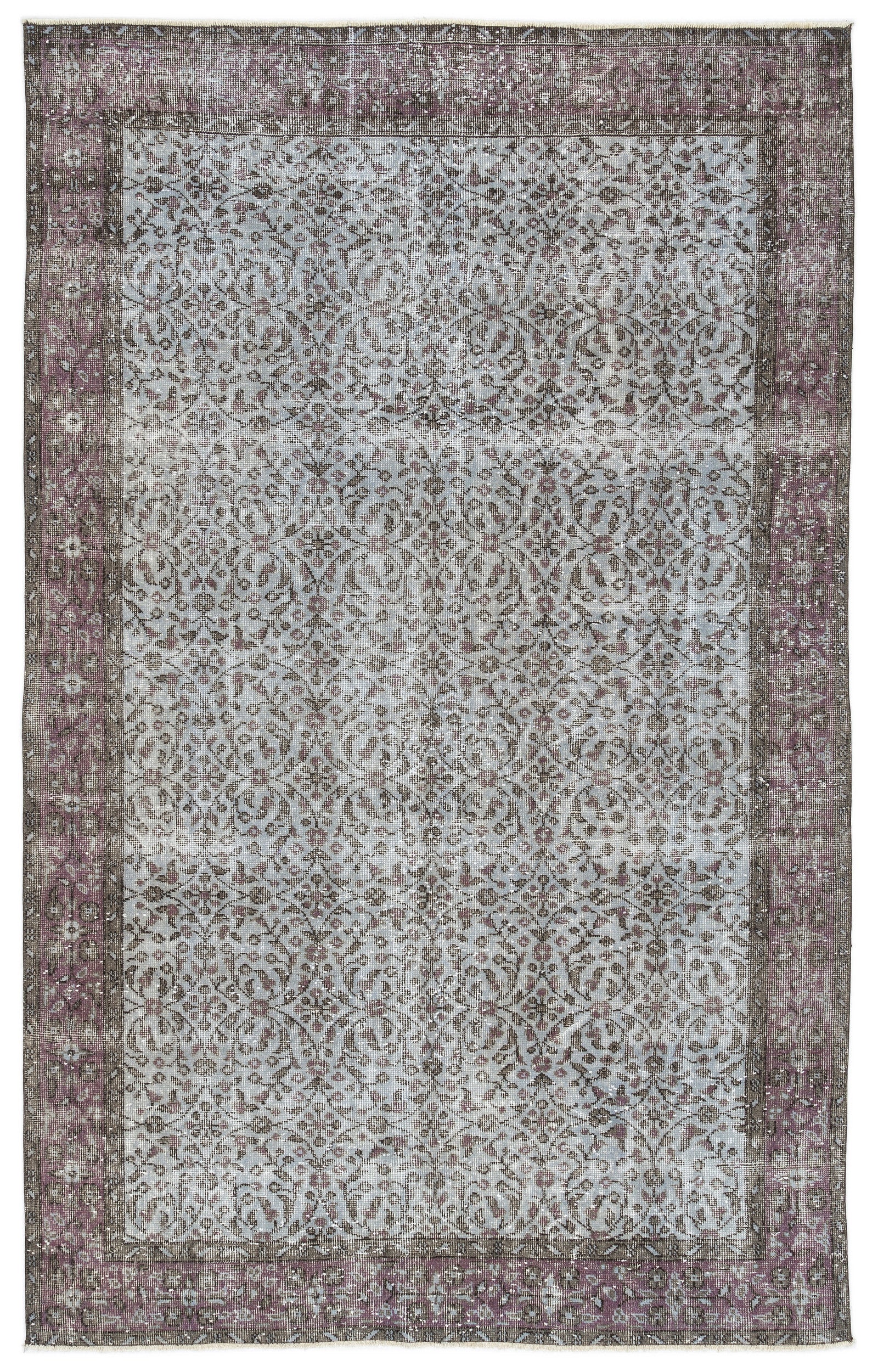 Blue Over Dyed Vintage Rug 5'5'' x 8'10'' ft 164 x 270 cm