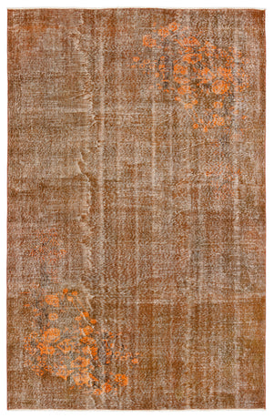 Orange Over Dyed Vintage Rug 6'2'' x 9'4'' ft 187 x 284 cm