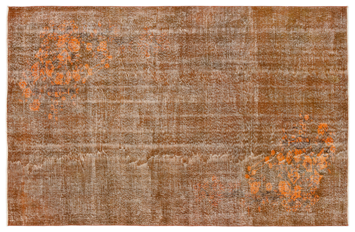 Orange Over Dyed Vintage Rug 6&#39;2&#39;&#39; x 9&#39;4&#39;&#39; ft 187 x 284 cm