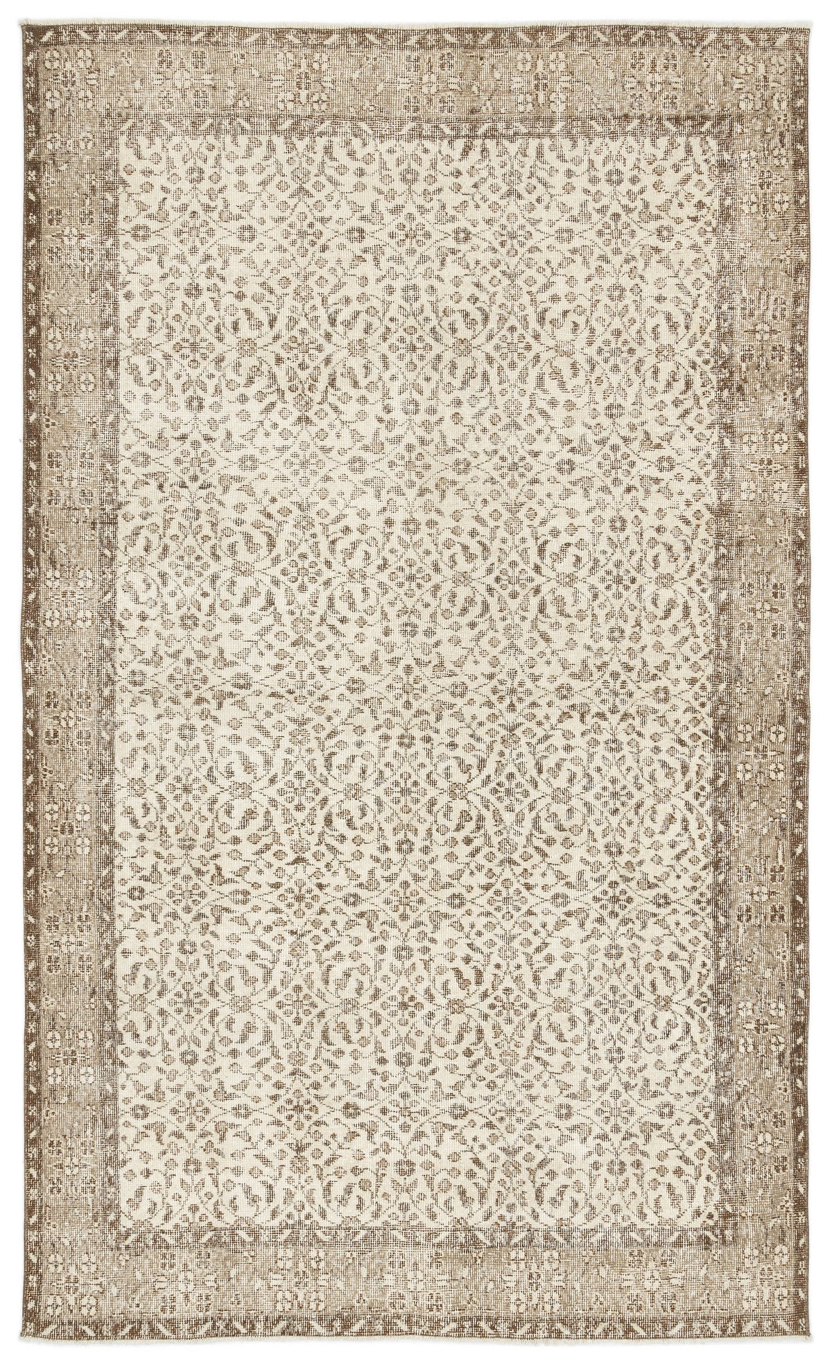 Beige Over Dyed Vintage Rug 5&#39;8&#39;&#39; x 9&#39;7&#39;&#39; ft 173 x 293 cm