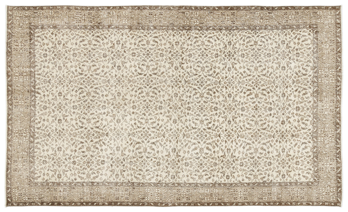 Beige Over Dyed Vintage Rug 5&#39;8&#39;&#39; x 9&#39;7&#39;&#39; ft 173 x 293 cm