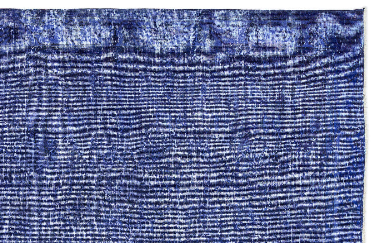 Blue Over Dyed Vintage Rug 5&#39;5&#39;&#39; x 8&#39;11&#39;&#39; ft 164 x 273 cm