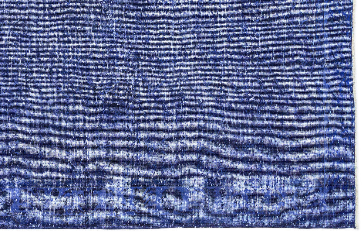 Blue Over Dyed Vintage Rug 5&#39;5&#39;&#39; x 8&#39;11&#39;&#39; ft 164 x 273 cm