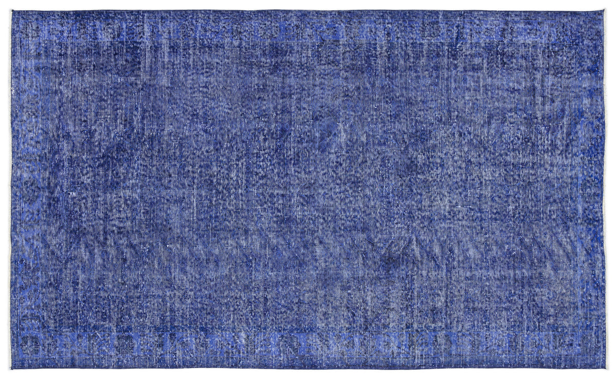Blue Over Dyed Vintage Rug 5&#39;5&#39;&#39; x 8&#39;11&#39;&#39; ft 164 x 273 cm