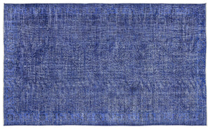 Blue Over Dyed Vintage Rug 5'5'' x 8'11'' ft 164 x 273 cm