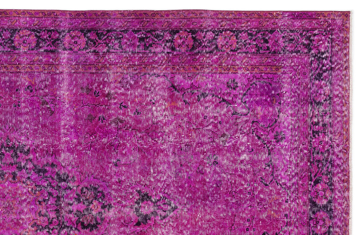 Fuchsia Over Dyed Vintage Rug 5&#39;7&#39;&#39; x 9&#39;4&#39;&#39; ft 171 x 285 cm