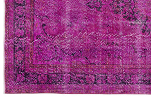 Fuchsia Over Dyed Vintage Rug 5'7'' x 9'4'' ft 171 x 285 cm