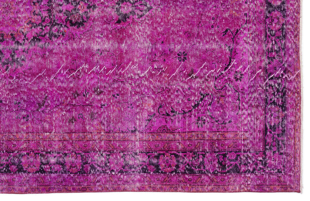 Fuchsia Over Dyed Vintage Rug 5'7'' x 9'4'' ft 171 x 285 cm