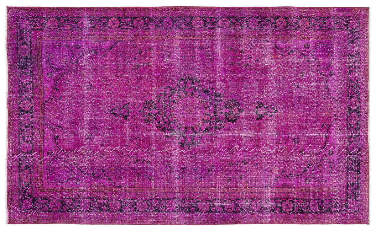 Fuchsia Over Dyed Vintage Rug 5&#39;7&#39;&#39; x 9&#39;4&#39;&#39; ft 171 x 285 cm