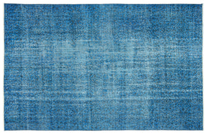 Turquoise  Over Dyed Vintage Rug 5'8'' x 9'0'' ft 173 x 275 cm