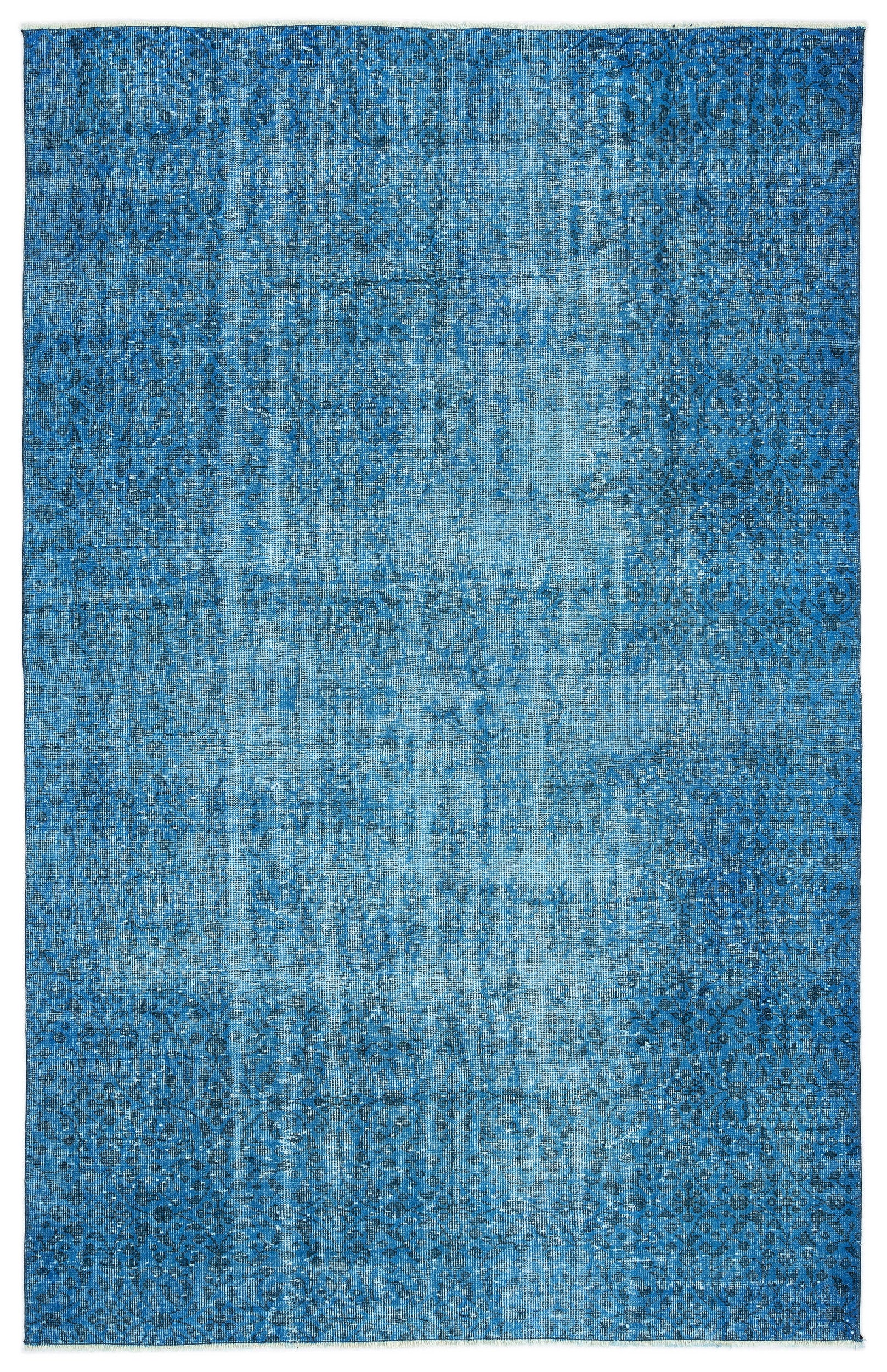 Turquoise  Over Dyed Vintage Rug 5'8'' x 9'0'' ft 173 x 275 cm