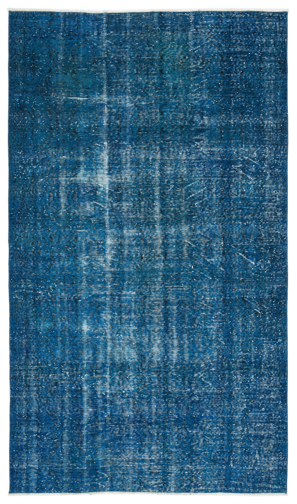Turquoise  Over Dyed Vintage Rug 5'3'' x 9'1'' ft 161 x 277 cm