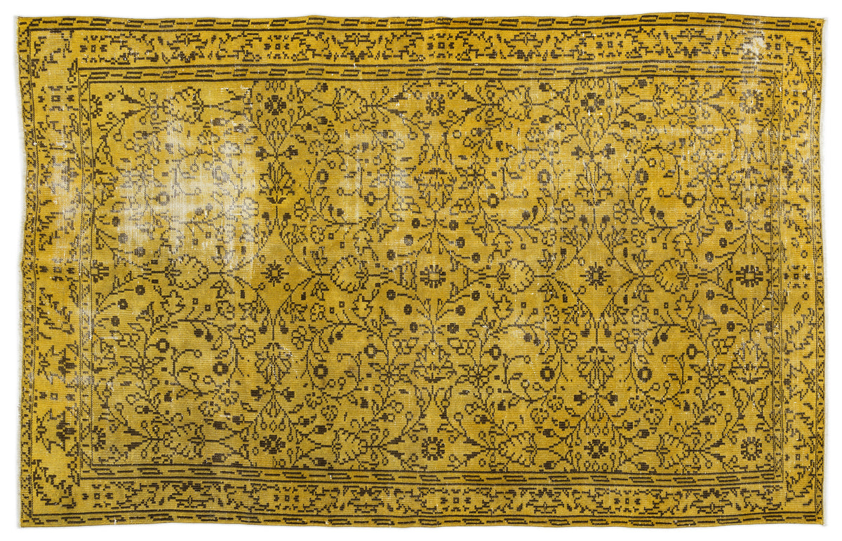 Yellow Over Dyed Vintage Rug 5&#39;9&#39;&#39; x 9&#39;4&#39;&#39; ft 176 x 284 cm