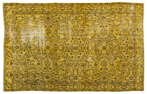 Yellow Over Dyed Vintage Rug 5'9'' x 9'4'' ft 176 x 284 cm