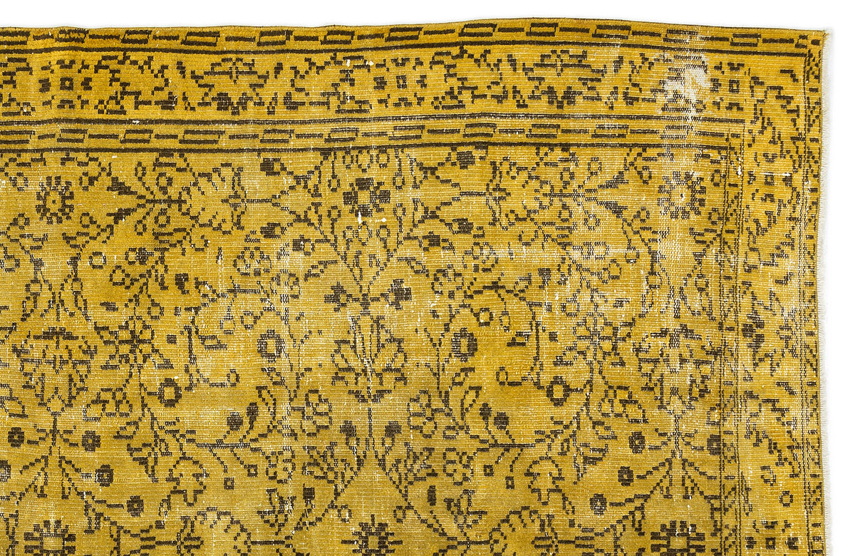 Yellow Over Dyed Vintage Rug 5&#39;9&#39;&#39; x 9&#39;4&#39;&#39; ft 176 x 284 cm