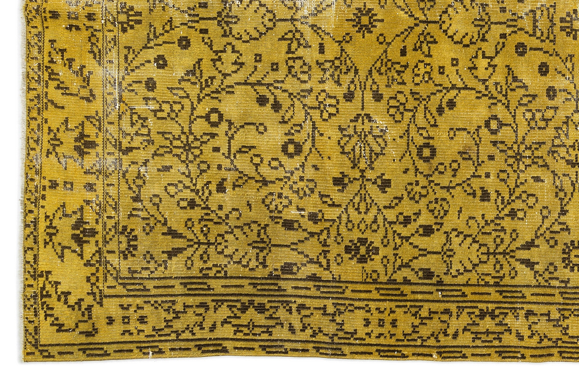 Yellow Over Dyed Vintage Rug 5'9'' x 9'4'' ft 176 x 284 cm