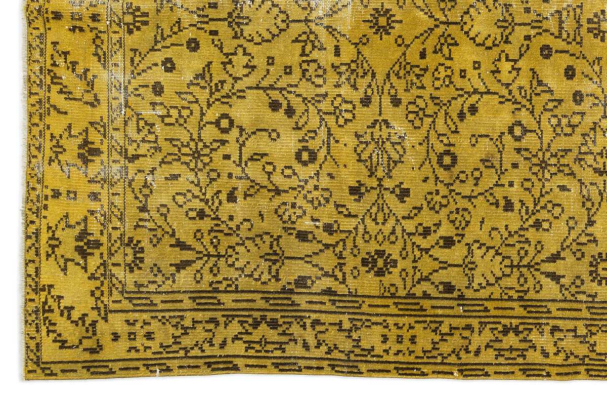 Yellow Over Dyed Vintage Rug 5&#39;9&#39;&#39; x 9&#39;4&#39;&#39; ft 176 x 284 cm