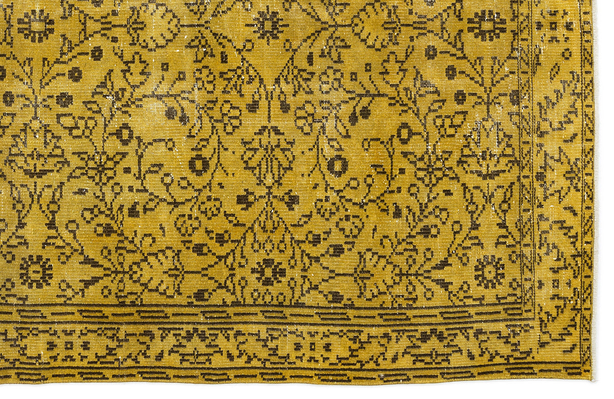 Yellow Over Dyed Vintage Rug 5&#39;9&#39;&#39; x 9&#39;4&#39;&#39; ft 176 x 284 cm