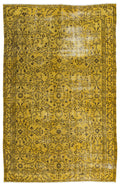 Yellow Over Dyed Vintage Rug 5'9'' x 9'4'' ft 176 x 284 cm