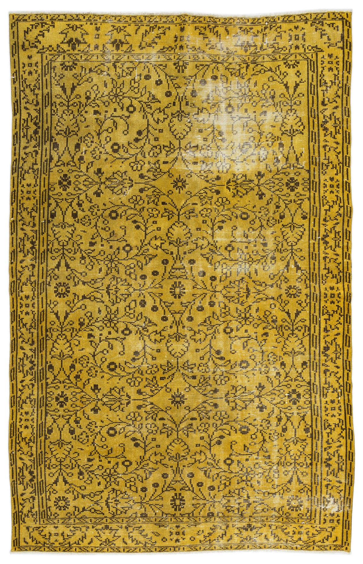 Yellow Over Dyed Vintage Rug 5&#39;9&#39;&#39; x 9&#39;4&#39;&#39; ft 176 x 284 cm