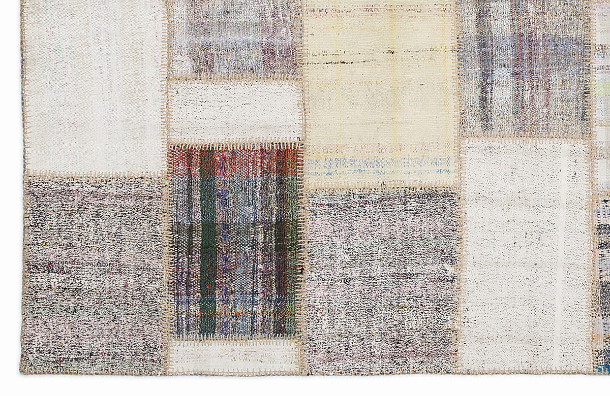 Striped Over Dyed Kilim Patchwork Unique Rug 5&#39;3&#39;&#39; x 7&#39;7&#39;&#39; ft 160 x 230 cm