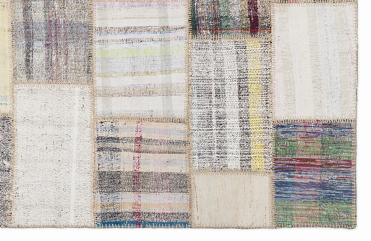 Striped Over Dyed Kilim Patchwork Unique Rug 5&#39;3&#39;&#39; x 7&#39;7&#39;&#39; ft 160 x 230 cm