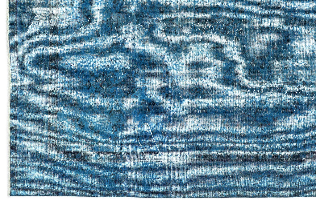 Turquoise  Over Dyed Vintage Rug 5'5'' x 9'3'' ft 165 x 283 cm