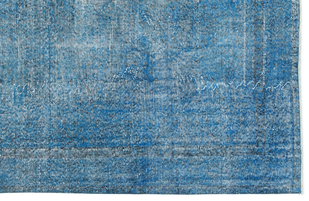 Turquoise  Over Dyed Vintage Rug 5'5'' x 9'3'' ft 165 x 283 cm
