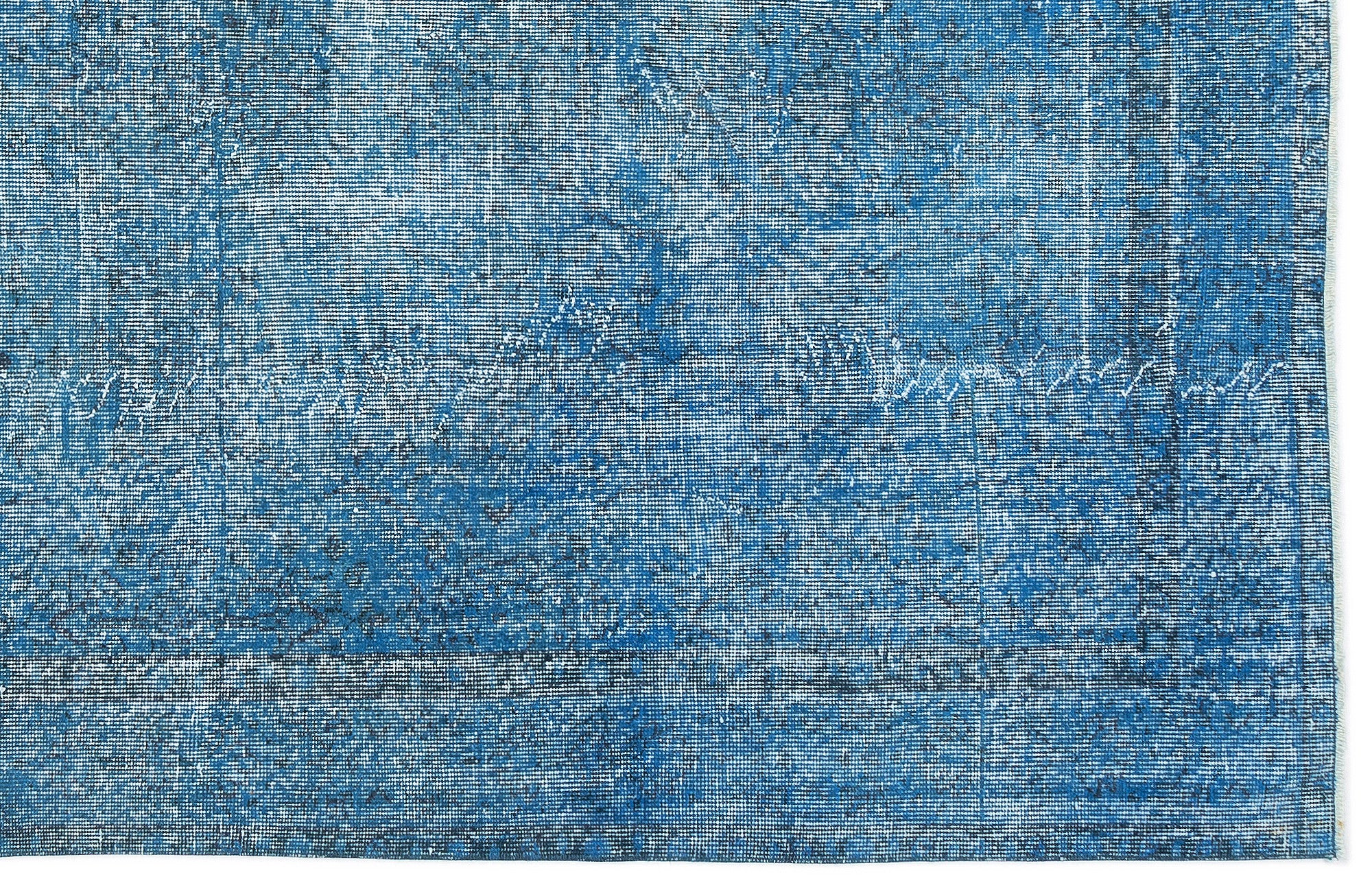 Turquoise  Over Dyed Vintage Rug 5'5'' x 9'3'' ft 165 x 283 cm