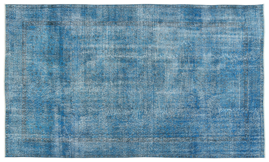 Turquoise  Over Dyed Vintage Rug 5'5'' x 9'3'' ft 165 x 283 cm
